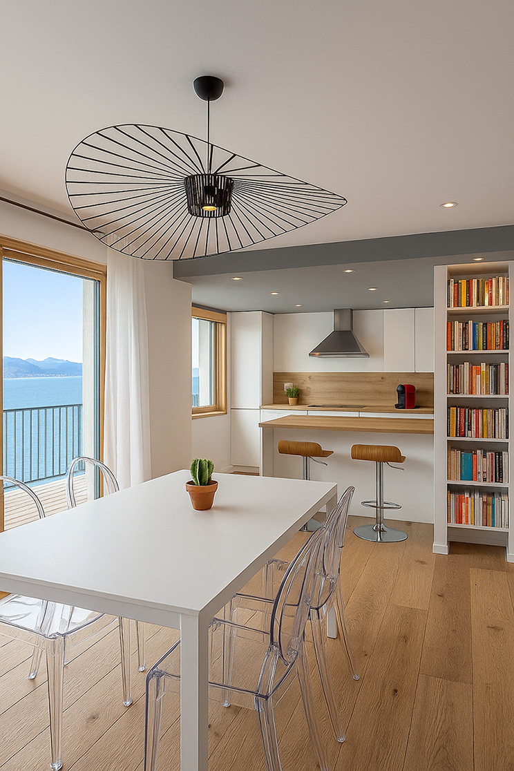 Aménagement d’un appartement contemporain à Balaruc-les-Bains avec vue sur mer